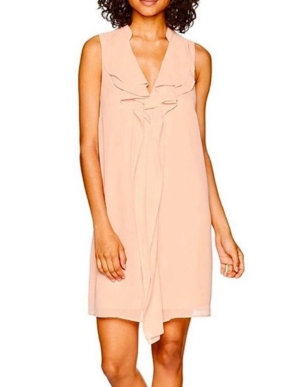 BCBGMAXAZRIA PINK RUFFLE MINI DRESS